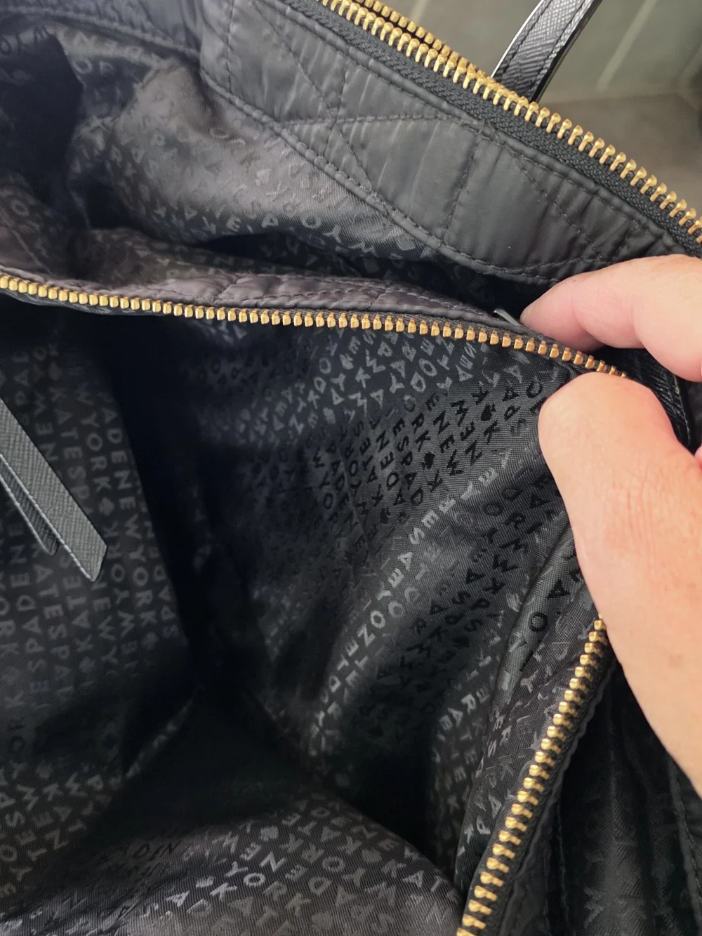 kate spade quilted black tote
